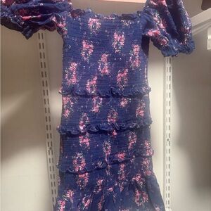 Floral Blue and Pink Kids Dress